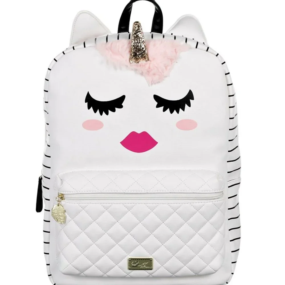 Luv Betsey Johnson Large Kitsch Unicorn Backpack Faux Fur Sparkle OS